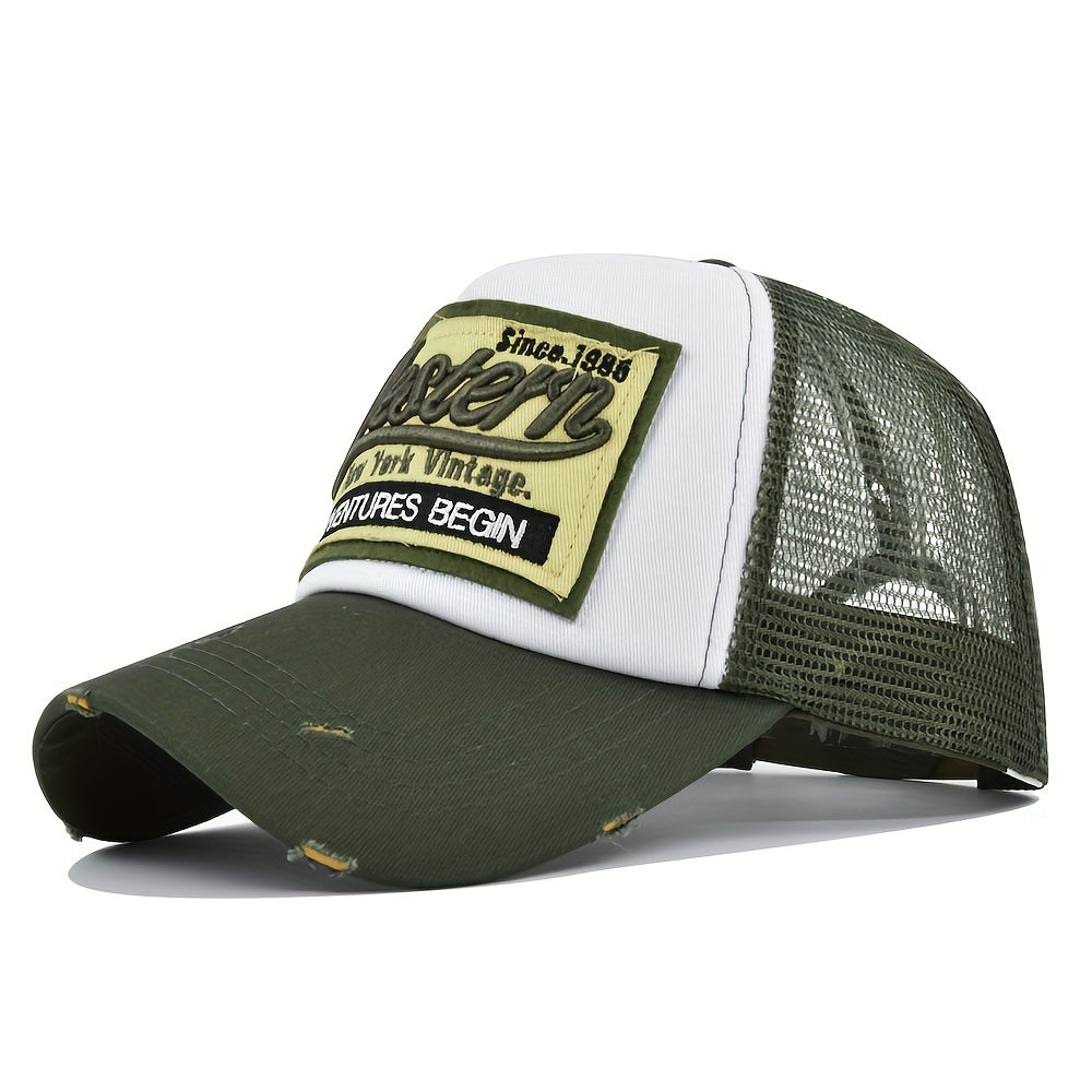 3D Embroidery Baseball Cap Western Embroidered Hat Mesh Peaked Cap