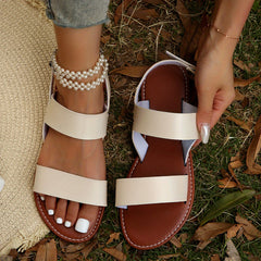 Women's Roman Style Flat Sandals Open Toe Buckle Strap Casual Beach Sandals