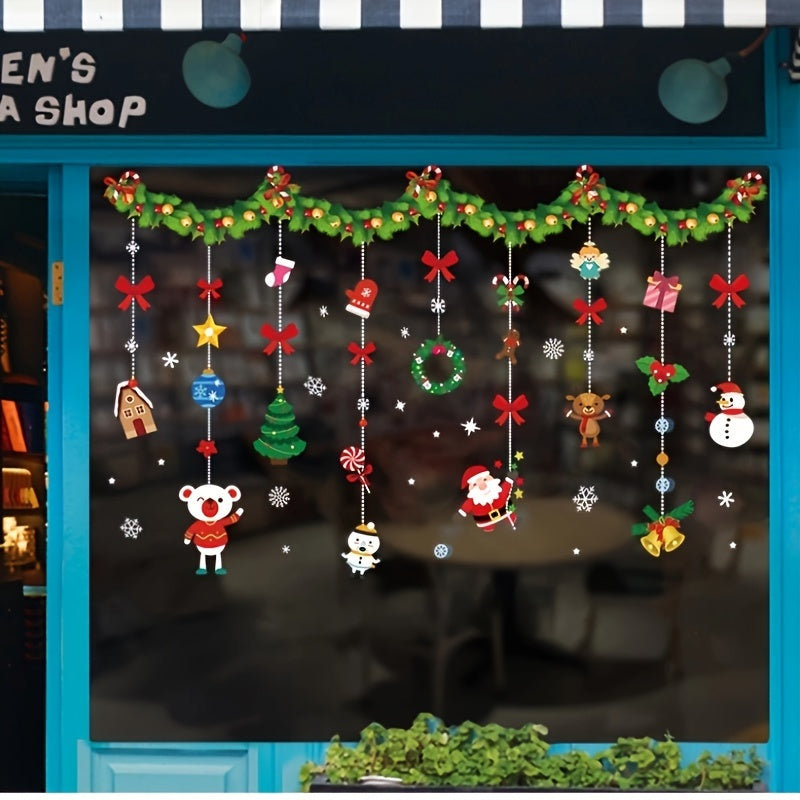 Christmas Window Stickers Decoration Santa Snowman Deer Snowflakes Tree Gift