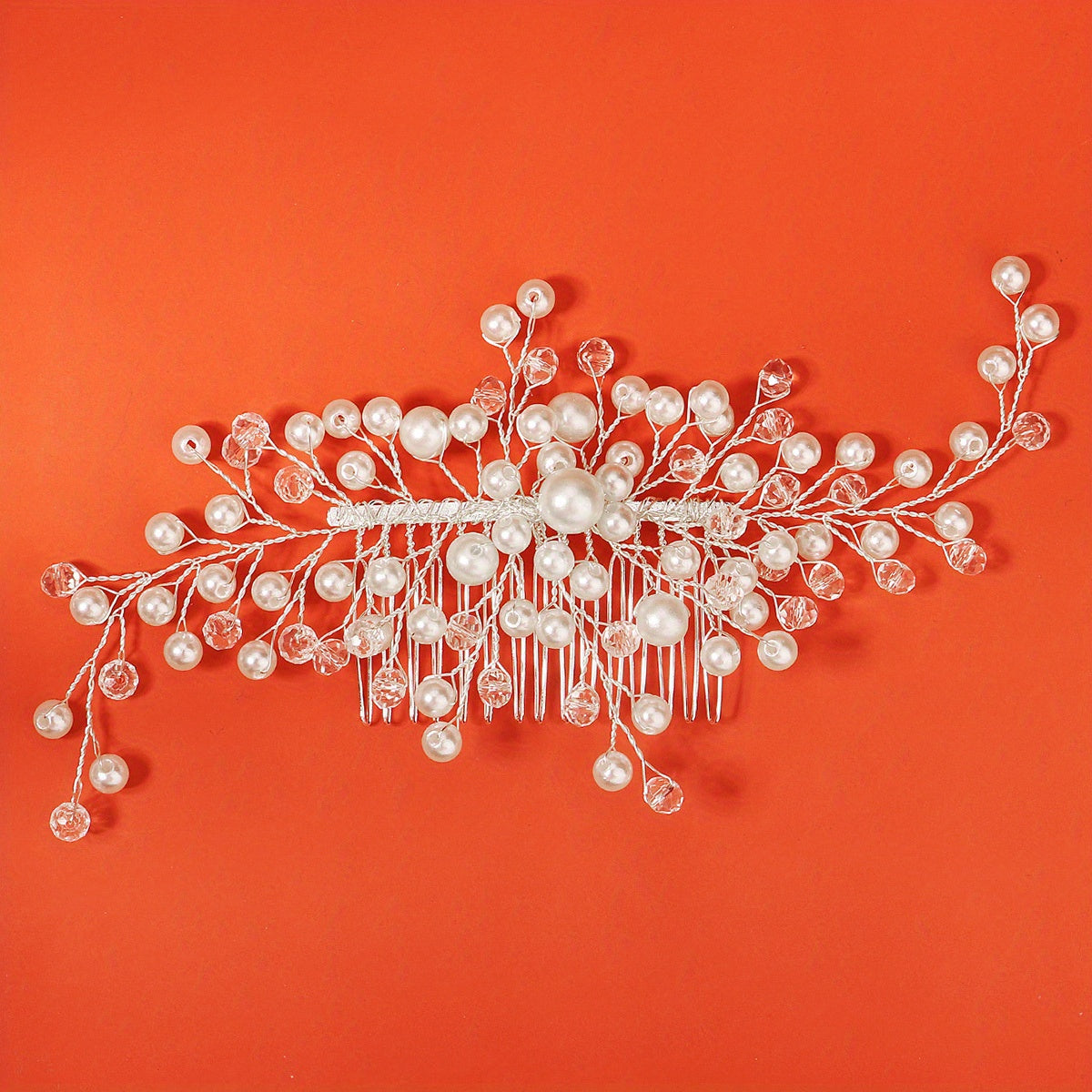 Crystal Headwear Pearl Hair Comb Bridal Wedding Headband Scarf