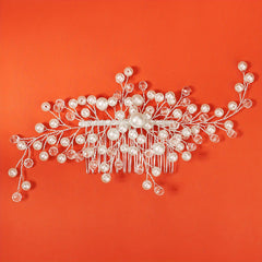 Crystal Headwear Pearl Hair Comb Bridal Wedding Headband Scarf