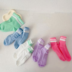 5pairs Girls Kids Breathable Comfy Boneless Socks Children's Socks