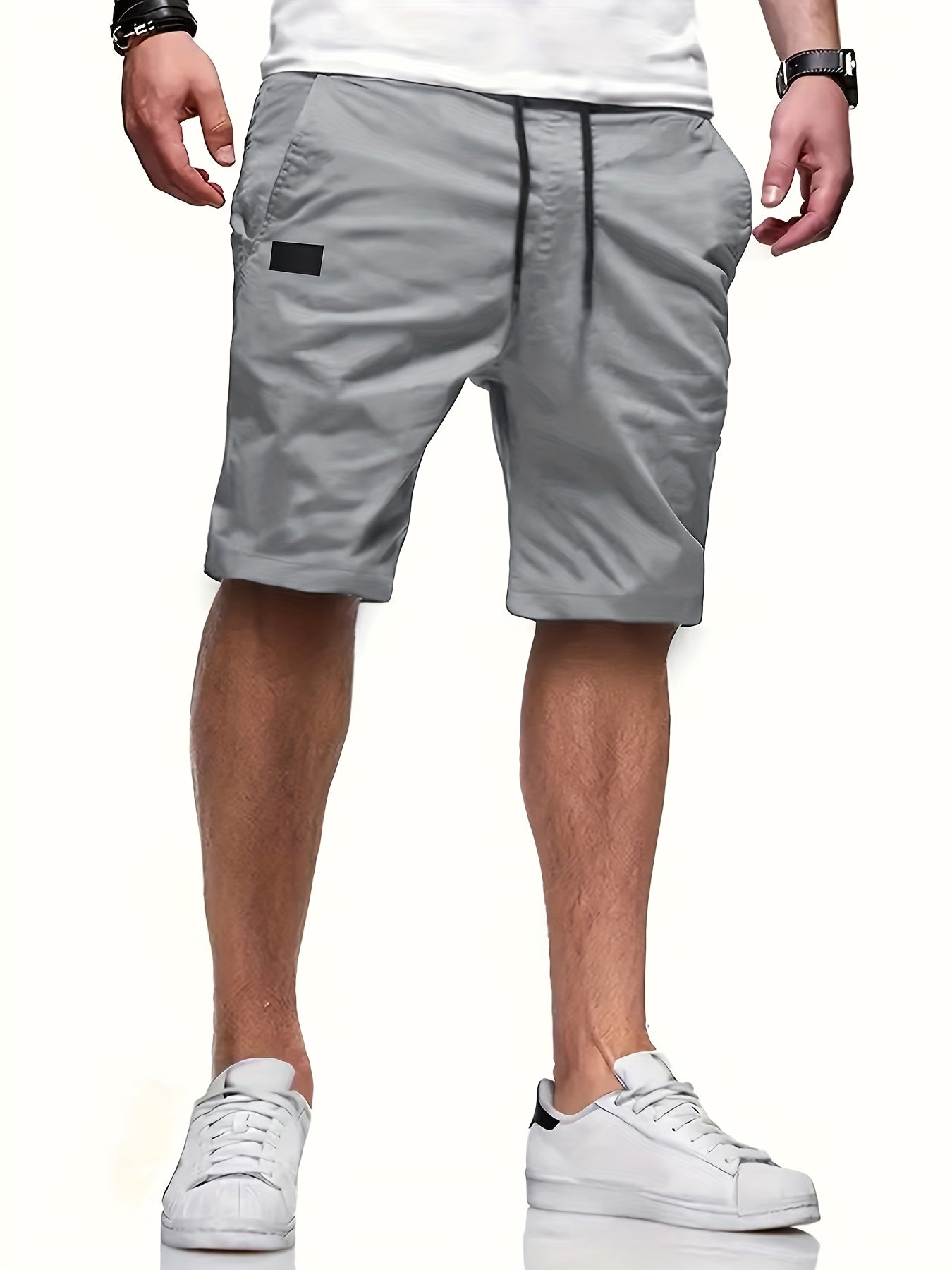 Men's Drawstring Cargo Short Pants Lightweight Flap Pocket Shorts