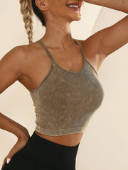 Seamless Sleeveless Backless Racerback Cropped Yoga Tank