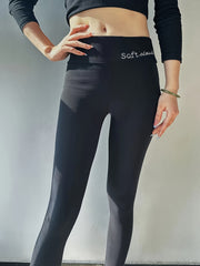 Embroidery Fleece Leggings High Waist Tights Warm Pants