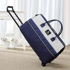 Large Capacity Colorblock Luggage Bag Lightweight Duffle Bag With Wheels