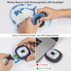 2pcs USB Rechargeable LED Cap Tie Dyed Hat