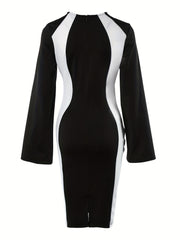 Cape Sleeve Dress Crew Neck Slim Dress for Spring & Summer