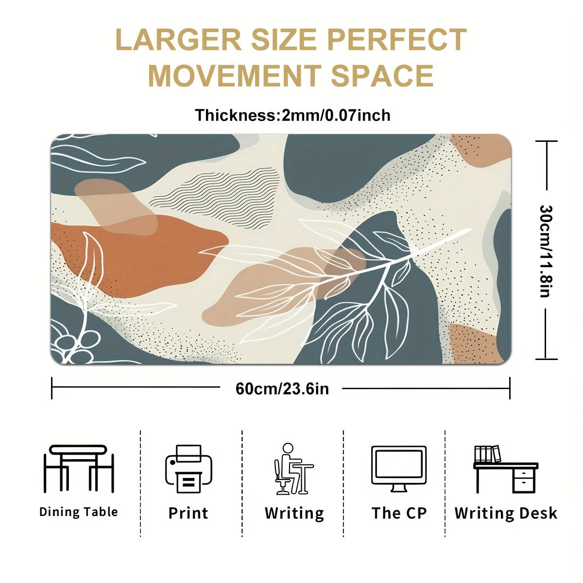 Leaf Abstract Lines Tropical Leaves Large Mouse Pad Non-slip Washable