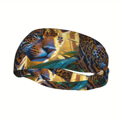 Leopard Print Sports Headband Sweat Wicking Stretchy Breathable Polyester
