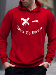 Smile & Dare Print Hoodie Men's Graphic Pullover Hooded Sweatshirt