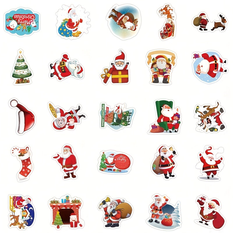50 Christmas Stickers for Motorcycle Helmet & Water Cup, Waterproof & Durable