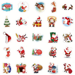 50 Christmas Stickers for Motorcycle Helmet & Water Cup, Waterproof & Durable