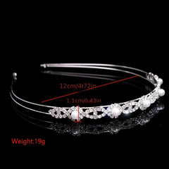 Rhinestone Double Layer Queen Crown Tiara Headband Bridal Wedding Hair Accessory