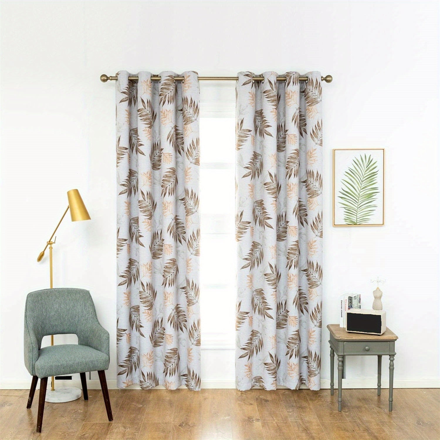 Tropical Leaf Pattern Curtain, Thermal Insulated Window Draperies for Home Deco