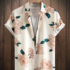 Flower Print Men's Hawaiian Shirt Casual Summer Vacation Top