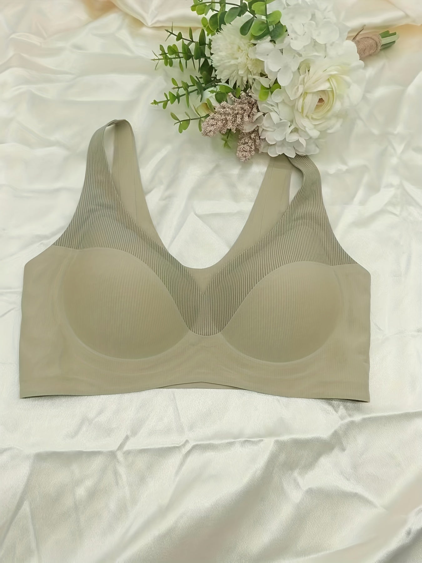 Striped Wireless Bra Comfy & Breathable Skin friendly Bra Women's Lingerie