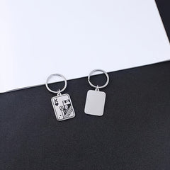 Creative Stainless Steel Playing Card Keychain Keyring Small Gift