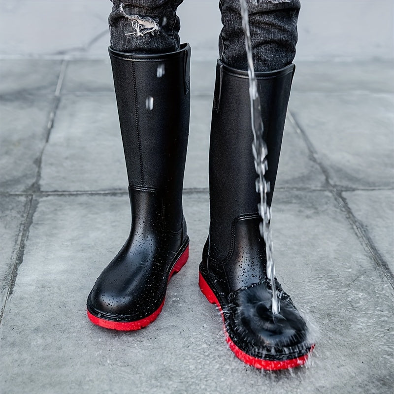 Men's Waterproof High Top Rain Boots for Outdoor Fishing