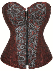 Gothic Corset Women's Plus Embroidered Zipper Front