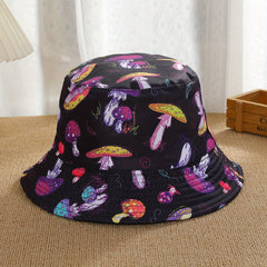 Men's Reversible Mushroom Eyes Print Bucket Hat