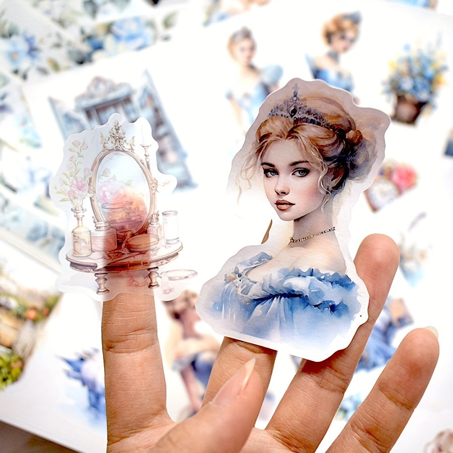 20 Die Cut Retro Character Retro Flower Architecture Stickers Book