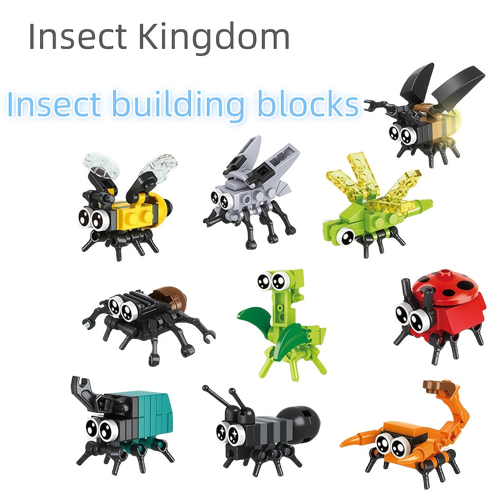 10pcs Insect Blocks Set Bee Ladybug Firefly Dragonfly Spider Scorpion