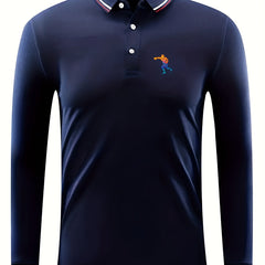 Player Men's Long Sleeve Lapel Golf Tennis Sports Shirt