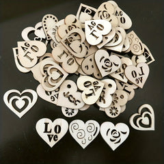 20pcs 1 18in DIY Wooden Love Heart Mix Shapes for Painting and Decoration
