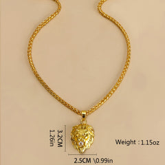 Lion Head Charm Necklace Hip Hop Sculptural Pendant Chain Necklace