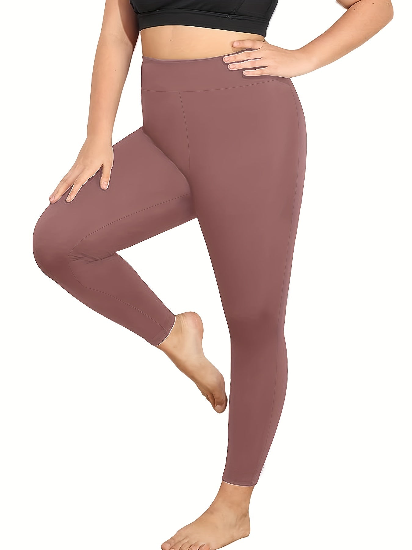 Solid High Waist Tummy Control Yoga Leggings