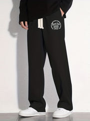 Men's Stylish Letter Print Loose Fit Drawstring Pants