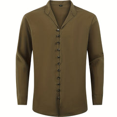 Men's Solid Long Sleeve Shirt for Spring Summer Autumn