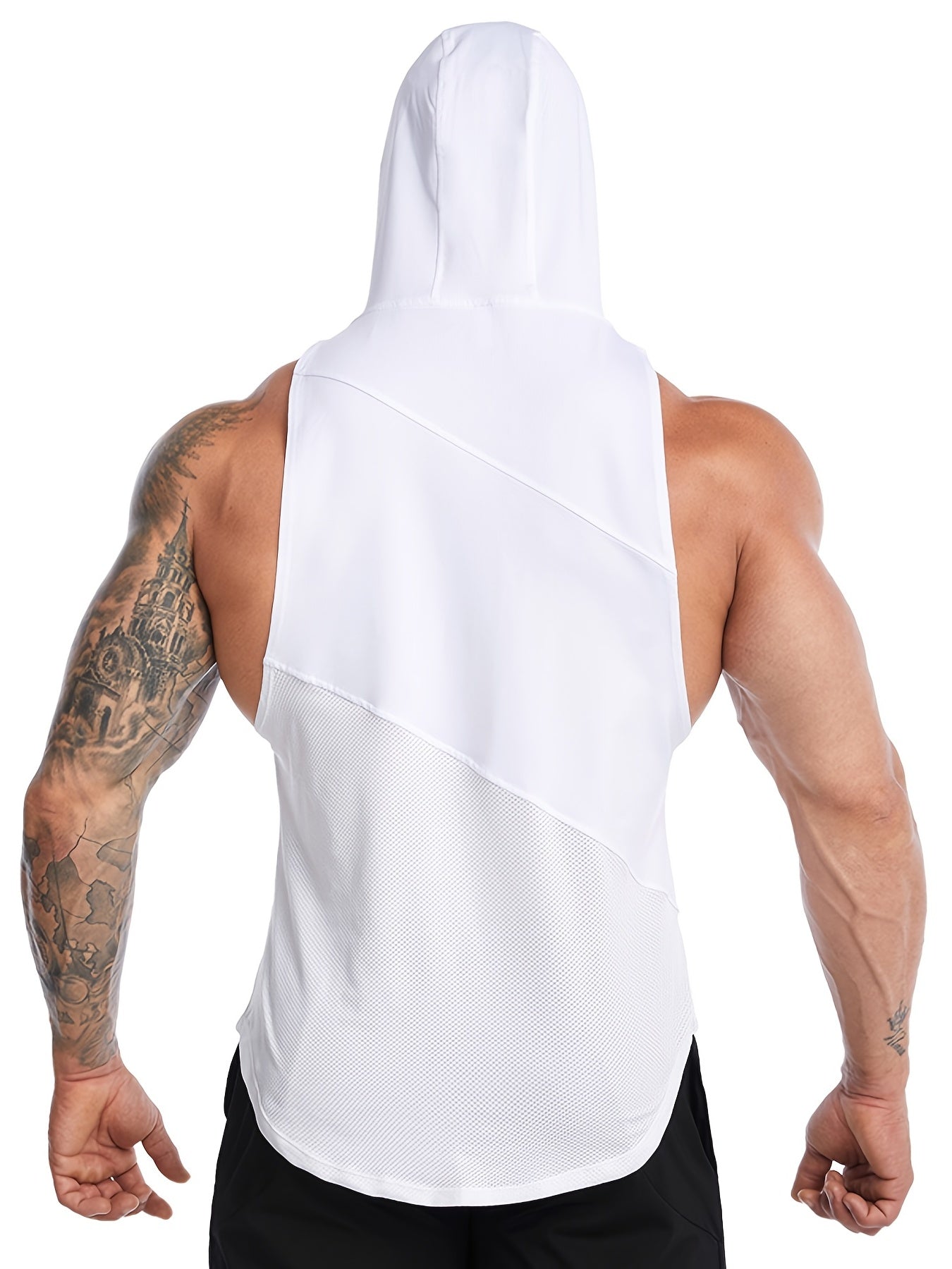 Men's Breathable Sleeveless Hooded Vest for Running Training Gym