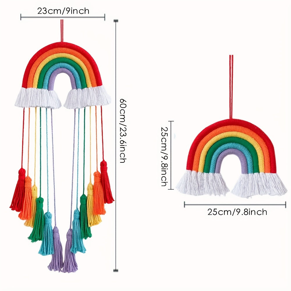 Macrame Rainbow Wall Hanging for Boho Decor