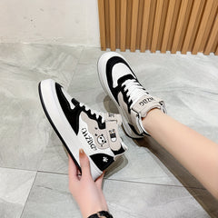 Women's Patchwork Chunky Sneakers Medium Top Sport Shoes