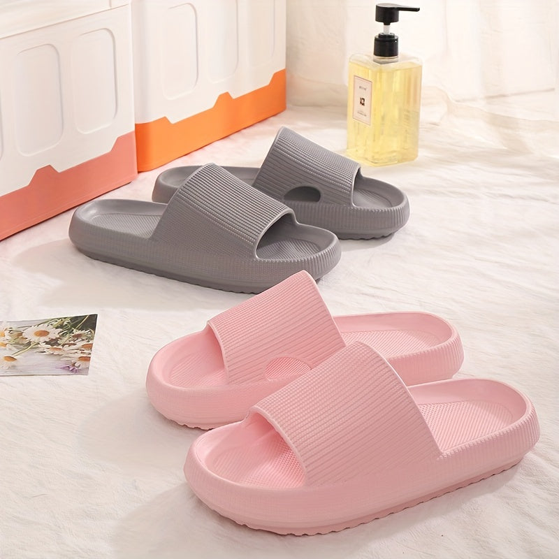 Women's Solid Flat Slides Slip On Soft Sole Minimalist Shoes Comfy & Casual
