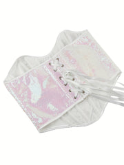 Sequin Strapless Corset Bustier Tummy Control Lace Up Slimmer Body Shaper