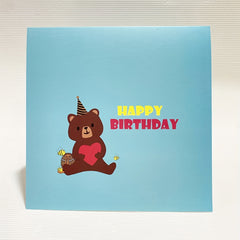 3D Pop up Bear Lollipop Cake Greeting Card for Students' Birthdays