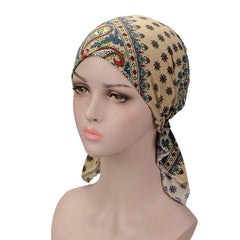 Colorful Floral Print Stretch Turban Hat Cancer Chemo Hat Hijab