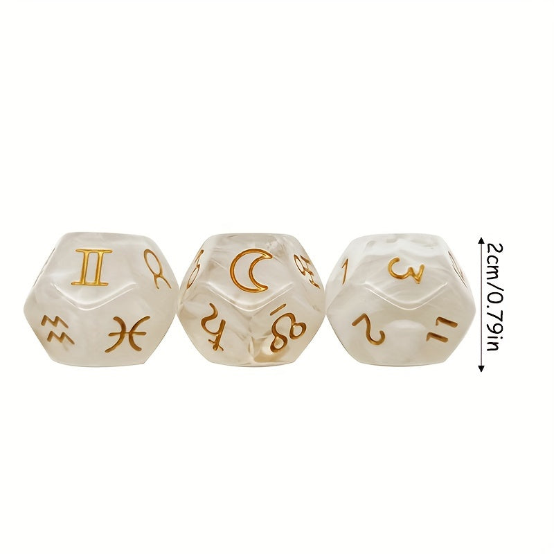 3pcs 12 Sided Astrological Dice Set For Board Game