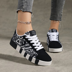 Graphic Pattern Lightweight Breathable Skate Shoes Outdoor Sneakers