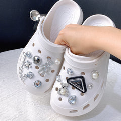 13pcs Shoe Jewelry Rhinestone Chain Bear Triangle Shoe Buckle for Kids Adult