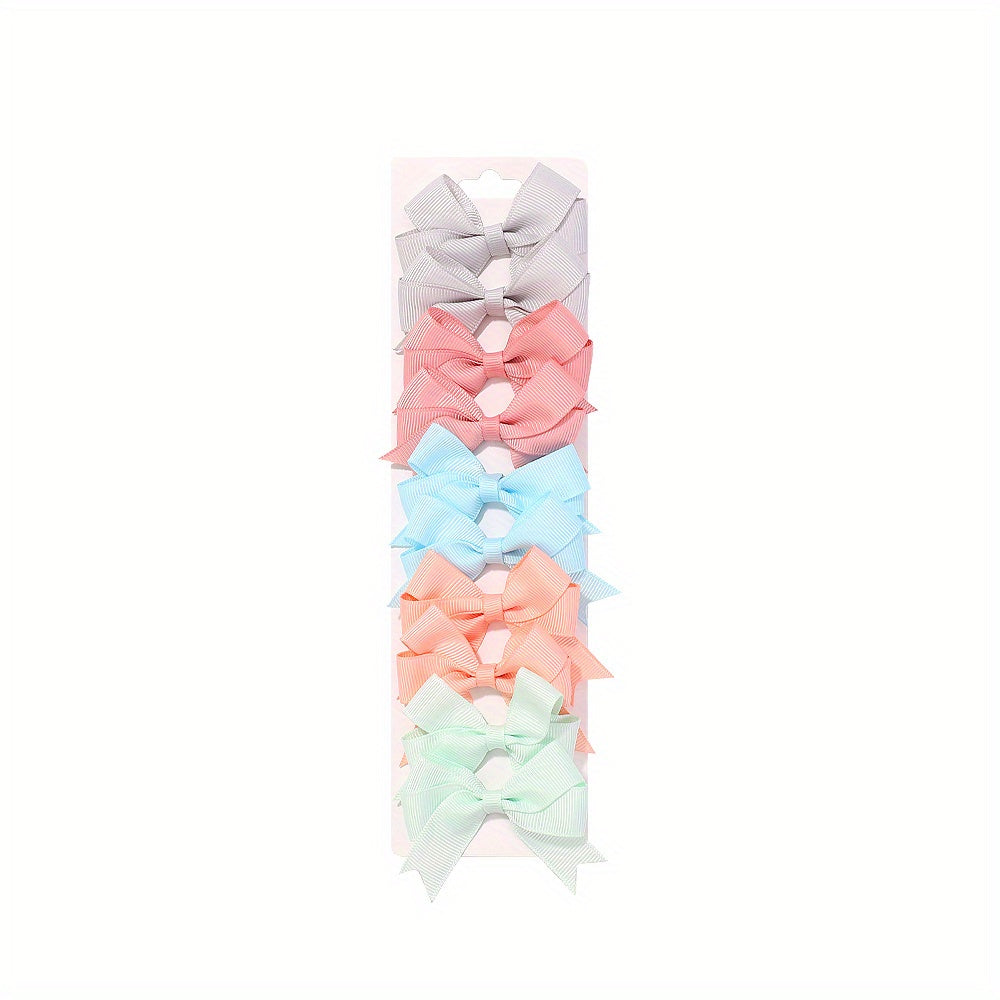 10pcs Colorful Bow Hair Clips for Baby Girls