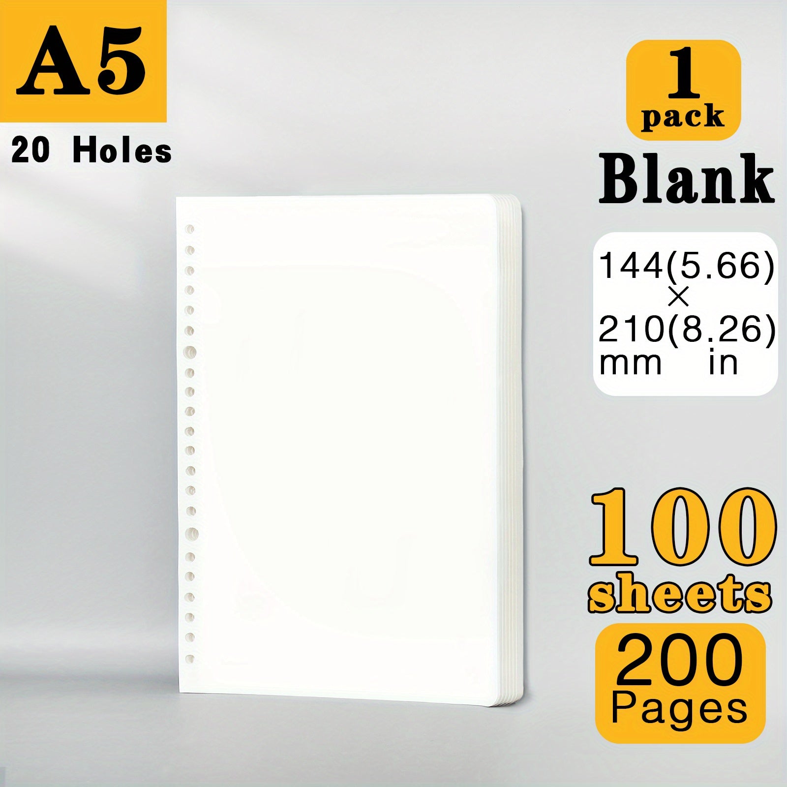 DIY Loose leaf Paper Refill Blank for Notebooks, 200 Pages, A5 B5 Size