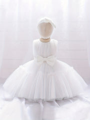 Princess Dress Sleeveless Bow Mesh Puffy Skirt Girls Gown Dress