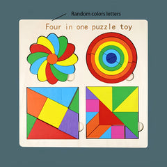Wooden Brain Teaser Puzzle Set - Colorful Shapes Toy