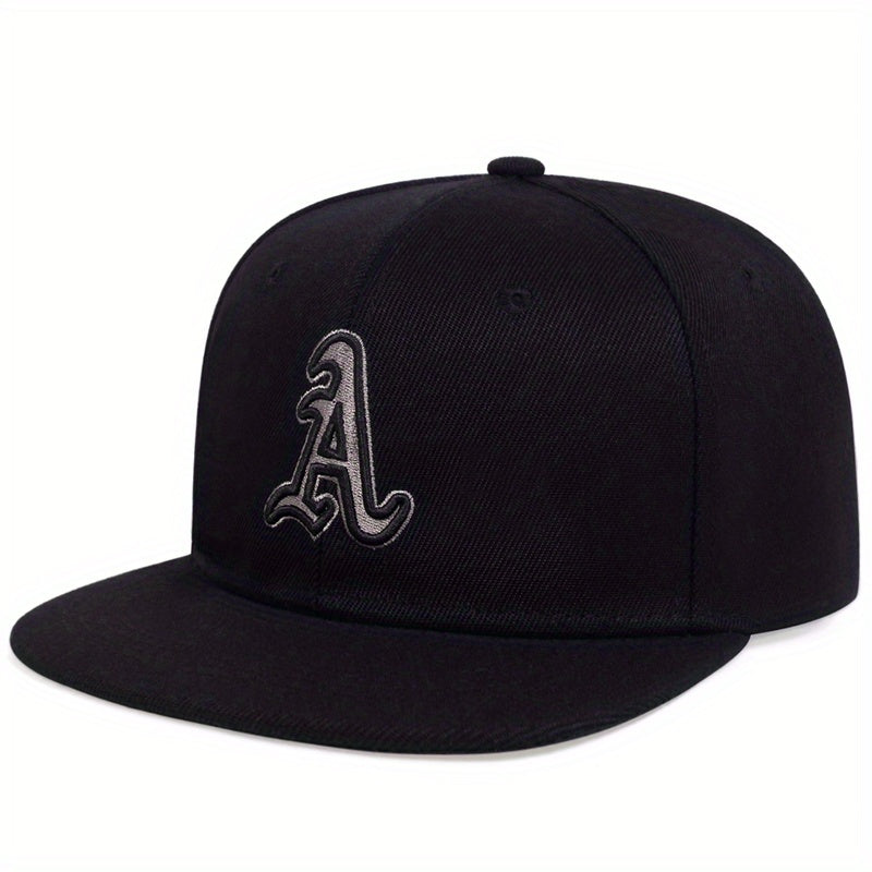 Gothic A Embroidery Snapback Hat Flat Brim Hip Hop Baseball Cap Unisex