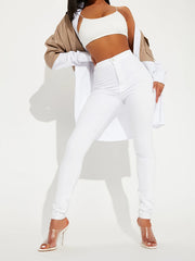 High Waist Skinny Leggings Casual Solid Leggings