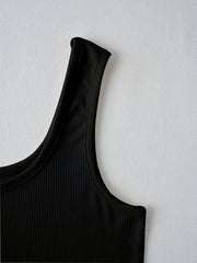 Rib Knit Crop Top Stretchy Tank
